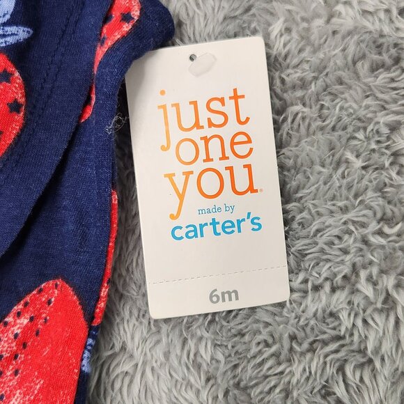 3/$20 Carter's Just One You Top Baby Girls 6M Blue Red Strawberry Print Cotton - Picture 4 of 9
